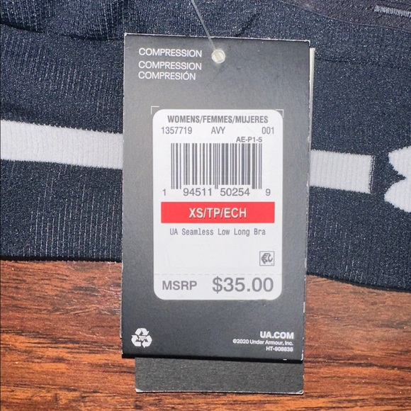 NWT Under Armour Seamless Light Support Black and White Sports Bra (XS) - Picture 4 of 6